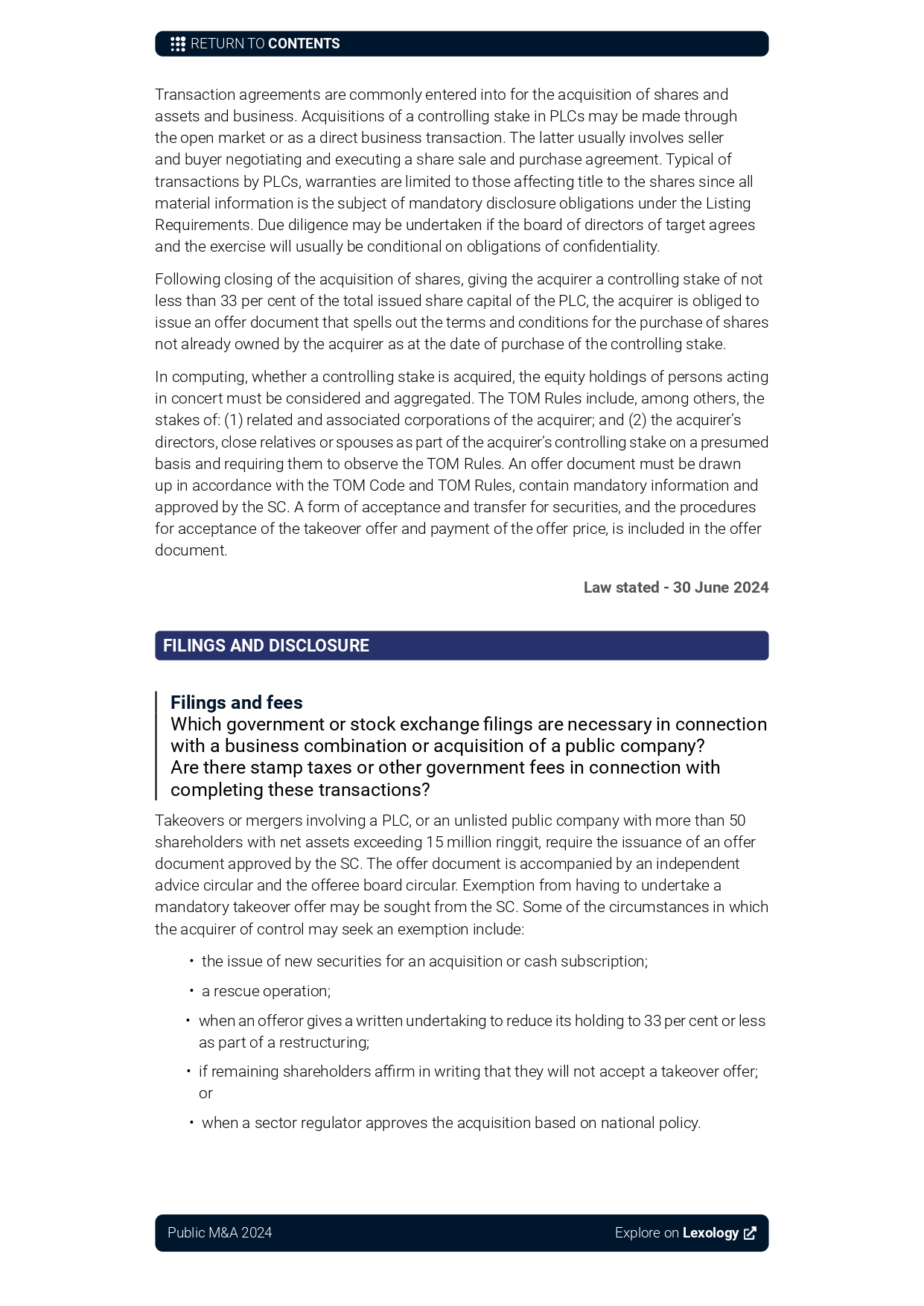 Malaysia Public M&A