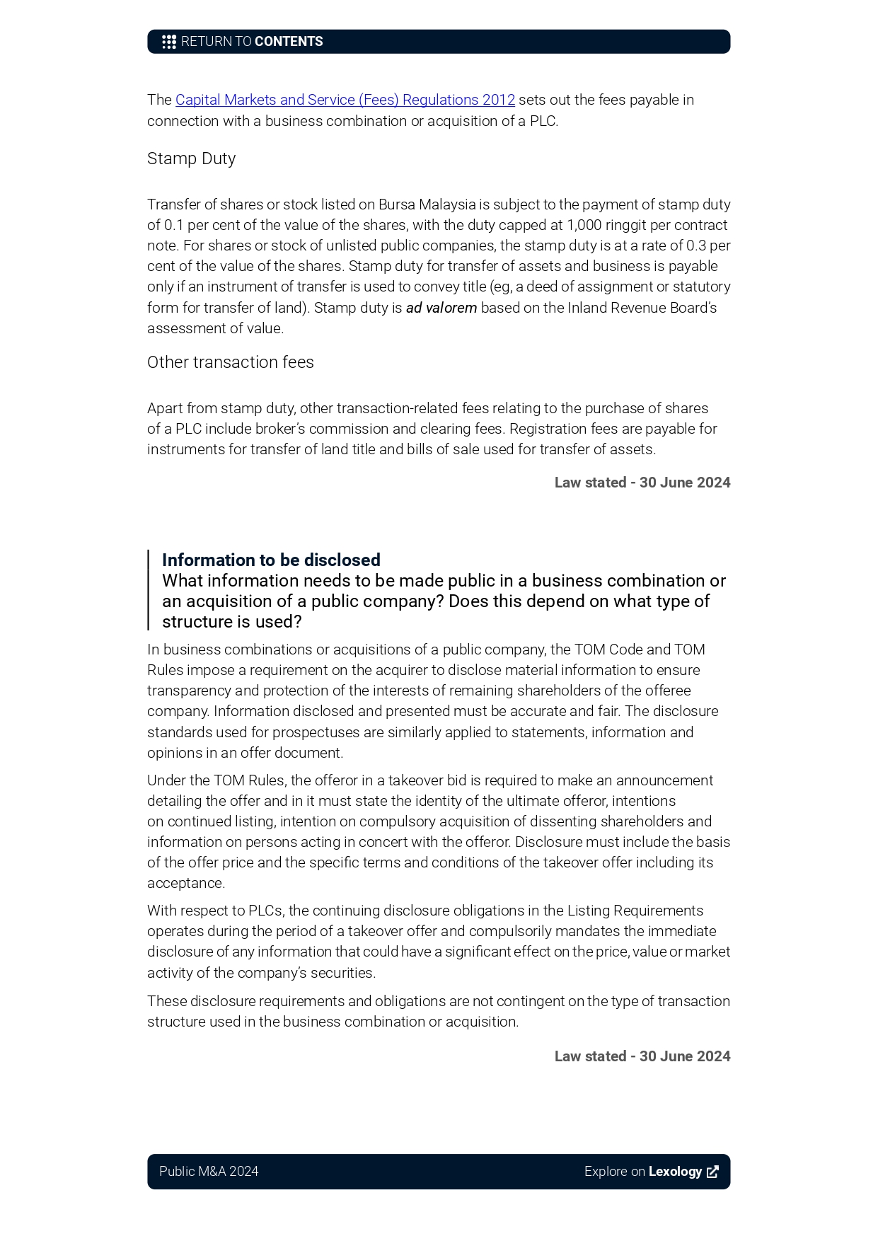 Malaysia Public M&A