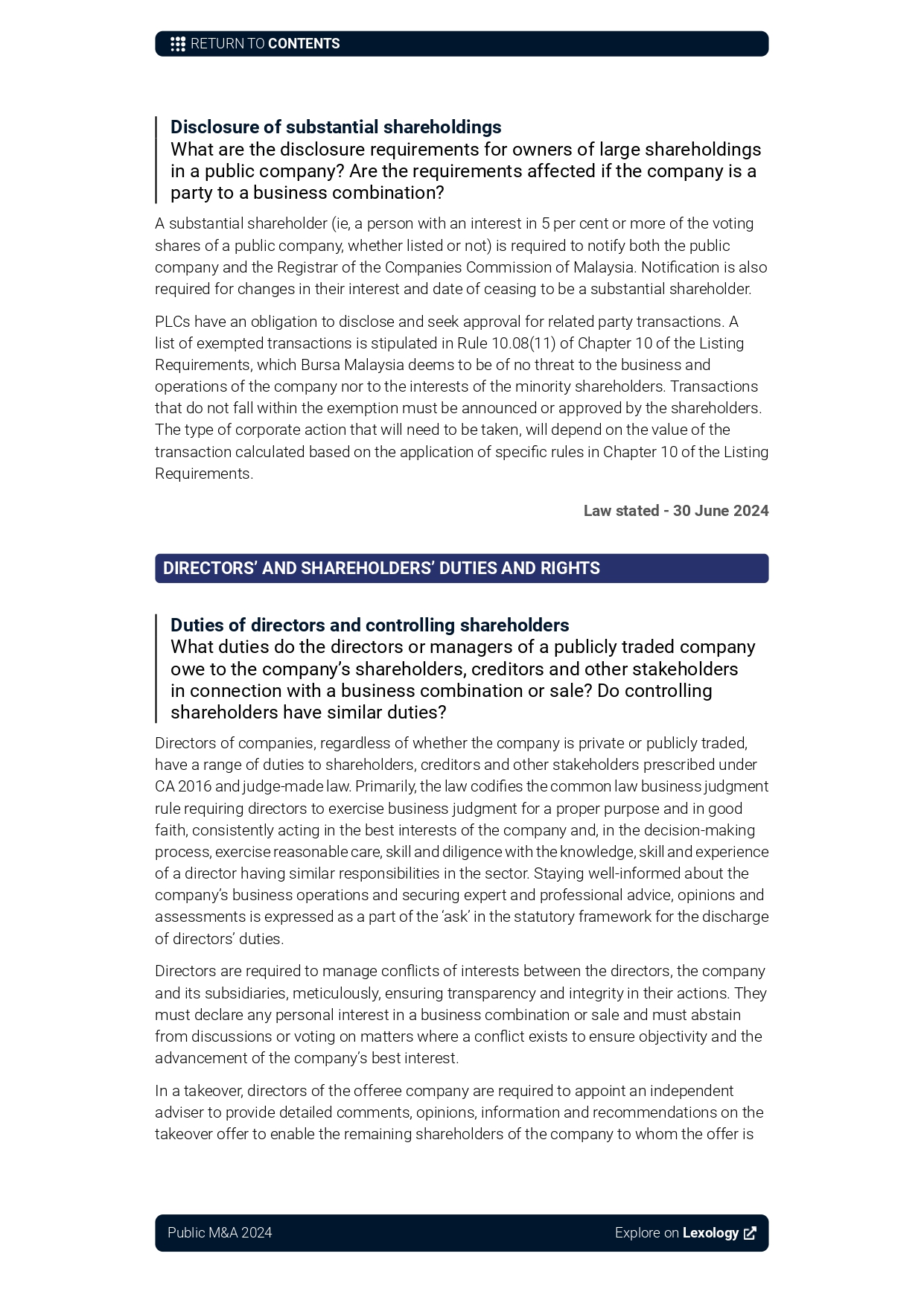 Malaysia Public M&A