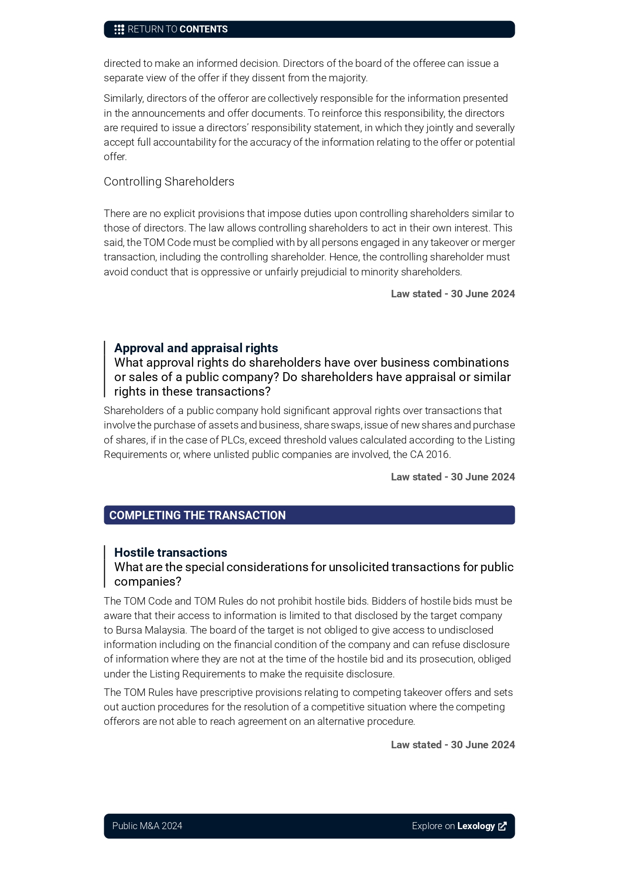 Malaysia Public M&A