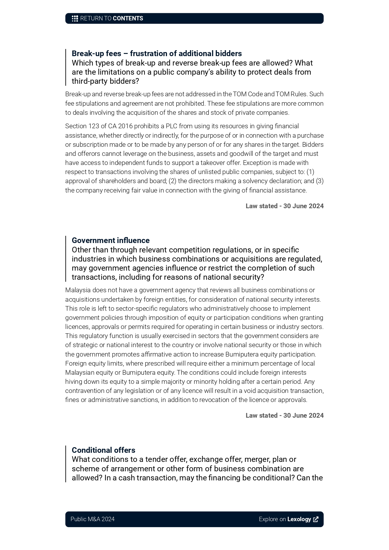 Malaysia Public M&A