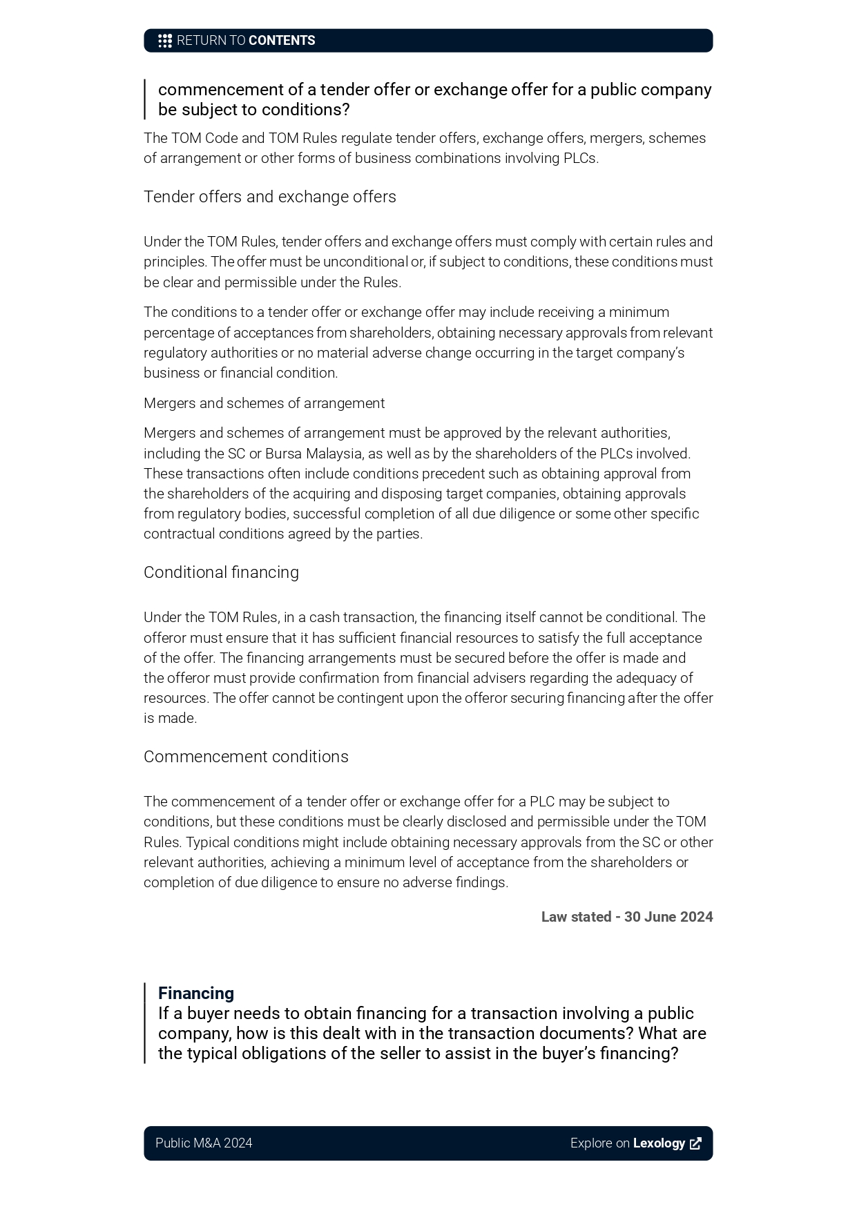 Malaysia Public M&A