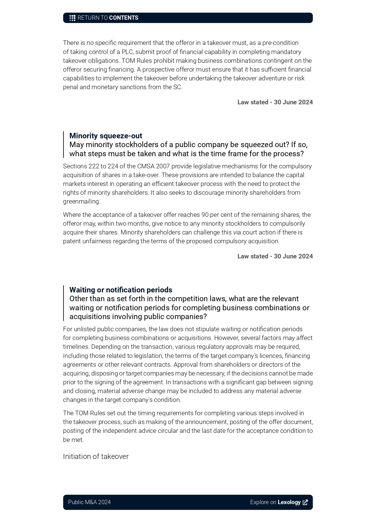 Malaysia Public M&A