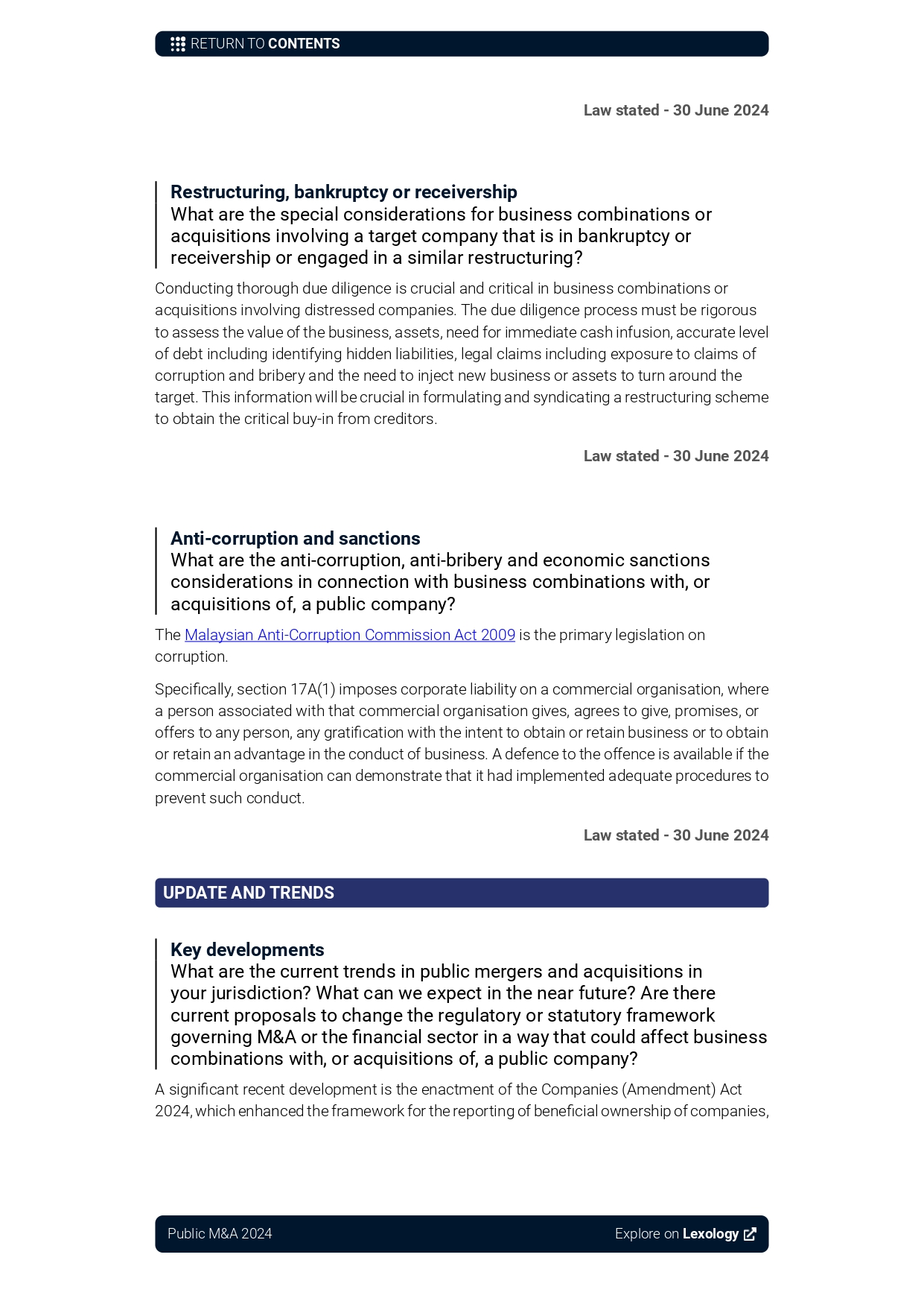 Malaysia Public M&A