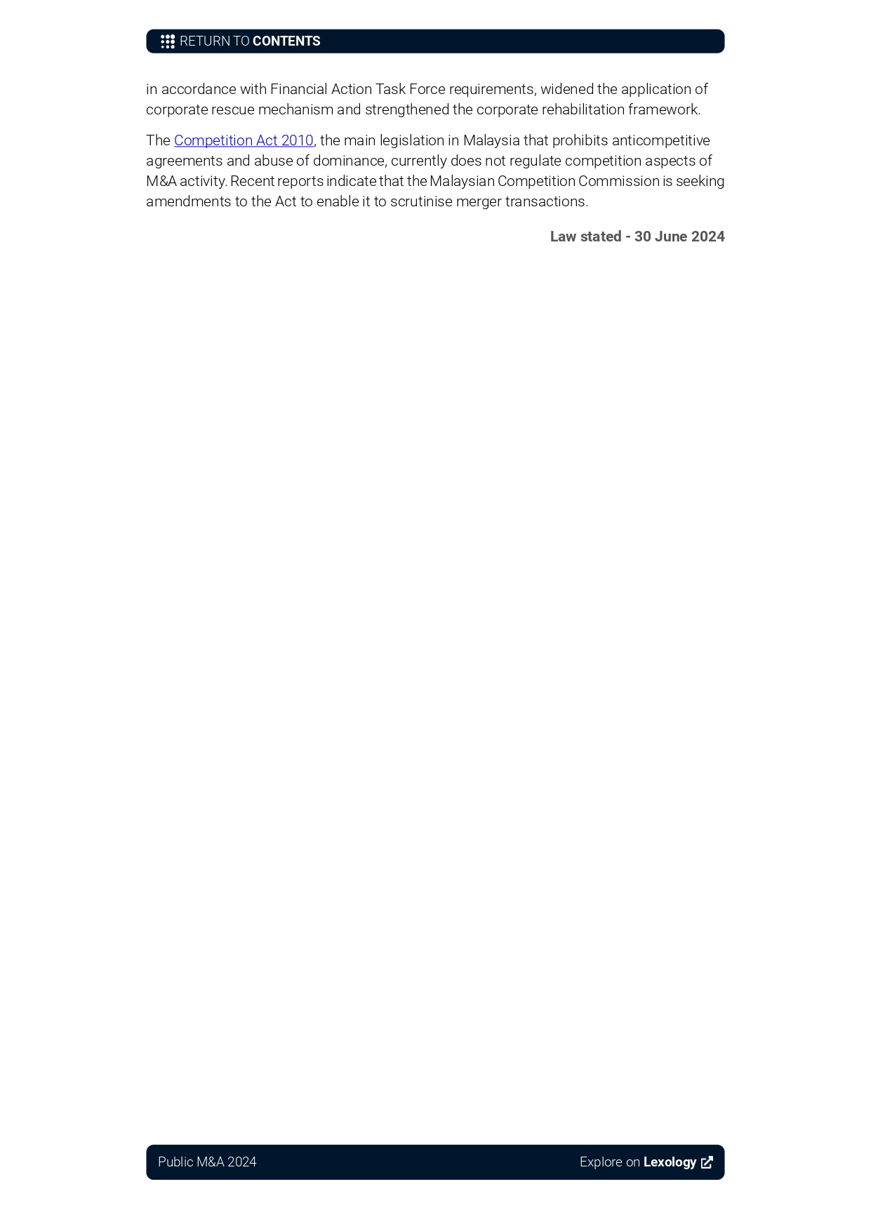 Malaysia Public M&A